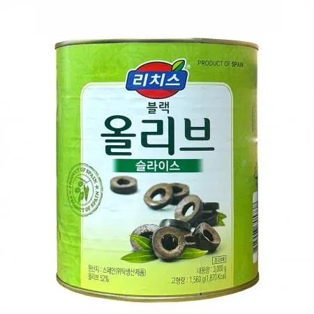 리치스 블랙올리브 슬라이스 큰캔 3kg 올리브슬라이스