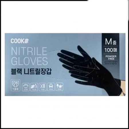 [M] 니트릴장갑 (블랙/M) 100매 라텍스장갑 주방장갑 식당장갑