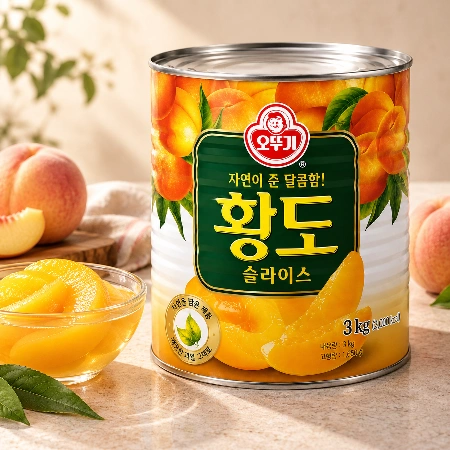 오뚜기 황도 슬라이스 3kg 복숭아 통조림 빙수