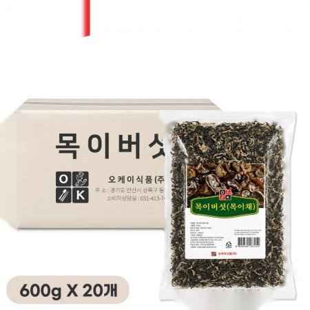 오케이 목이버섯(채) 목이채 슬라이스 600g, 20개입
