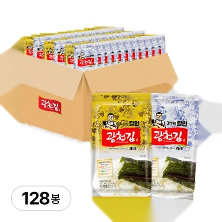 광천김 3대째 달인 도시락김 4g (파래+재래 혼합) 128봉