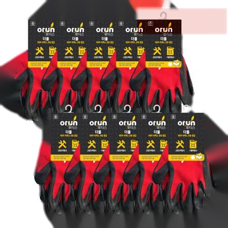 오런 후디스 더블 U3 NBR코팅장갑 레드 L 10켤레  