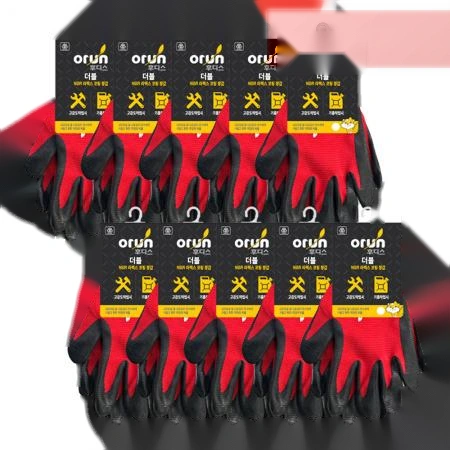 오런 후디스 더블 U3 NBR코팅장갑 레드 M 10켤레