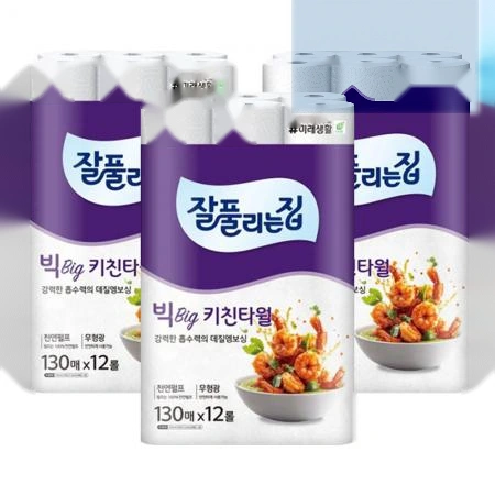 잘풀리는집 키친타올 빅 130매 12롤 X 3개