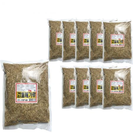 [고향] 거친 들깨가루 1kg x 10봉 [ 고소하게 볶은 들깨 껍찔째 갈아넣은 ]