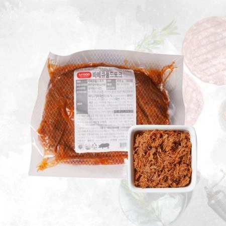 에쓰푸드 바베큐풀드포크 500g 냉동 돼지고기 고기토핑 양념육