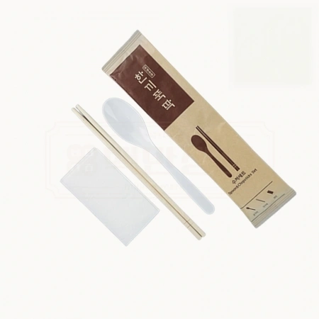 [KO]일회용 수저세트 한끼뚝딱+냅킨포함 크라프트포장 500개