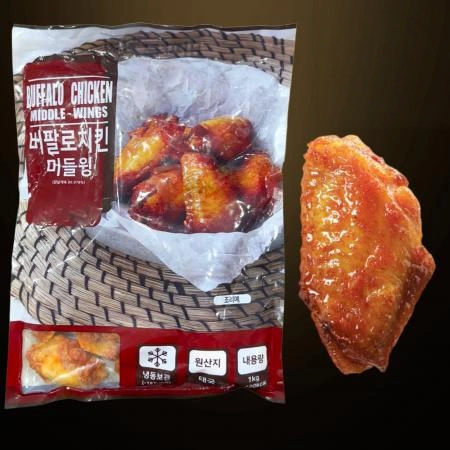[10개/무료배송] 에즈원 버팔로윙 미들윙 1kg 냉동 닭날개 안주 사이드용