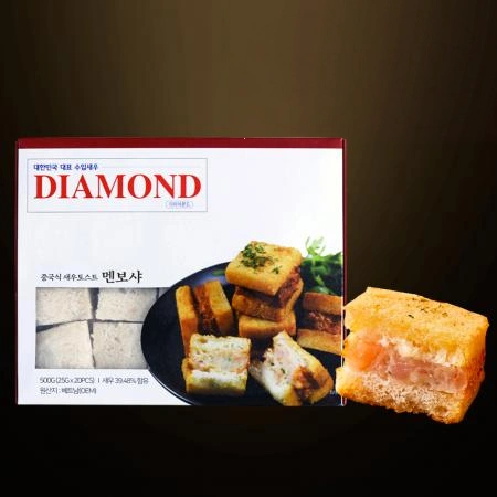 [10개/무료배송] 다이아몬드 멘보샤 맨보샤 새우토스트 500g 냉동 25g짜리 20조각