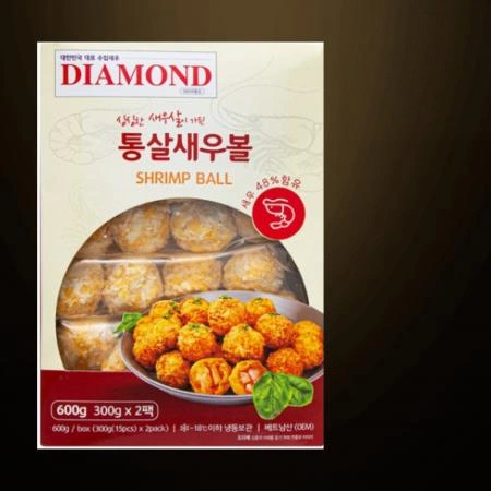 [4개/무료배송] 다이아몬드 통살새우볼 600g 냉동 새우튀김 간식 안주용