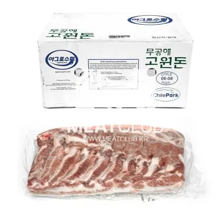 [냉동] 돼지삼겹살 _칠레_원물_1kg_아그로수퍼고원돈