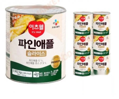 26-[박스판매] 이츠웰)프리미엄 파인애플 슬라이스 (3.062kg*6캔) 