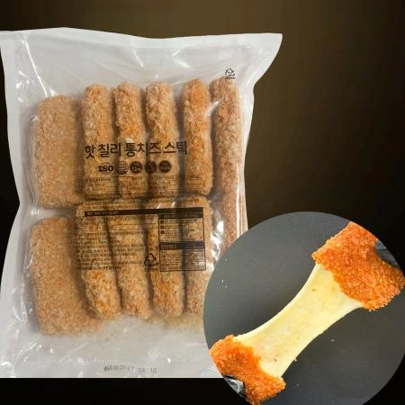 [4개/무료배송] 미국식 핫칠리통치즈스틱 1.2kg (100g 12조각) 냉동 모짜렐라치즈스틱