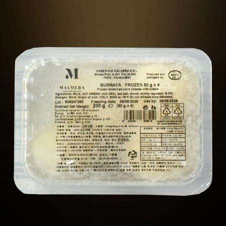 [8개/무료배송] MALDERA 부라타치즈 200g (50g 4구) 200g 냉동 샐러드용
