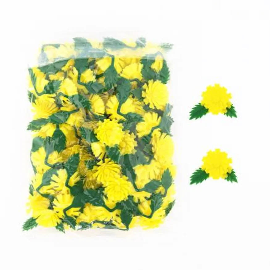 장식용 국화(100개) 잎사귀 포함 /생선회 초밥재료 인조소국 이미지