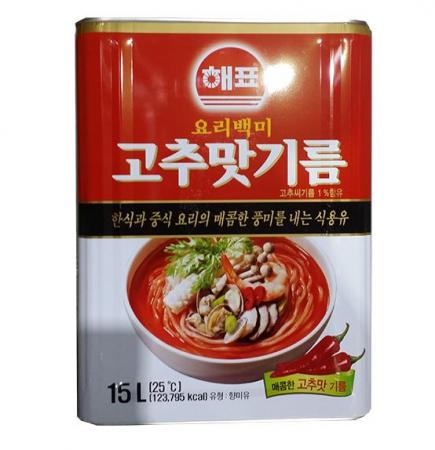 해표 고추맛기름 말통(15리터/캔) 이미지