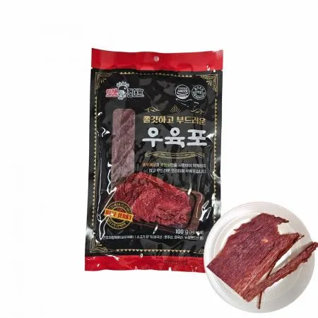 인생건어물 형기네 우육포100g 1봉 소고기 육포 혼술안주 업소용 도매 간식
