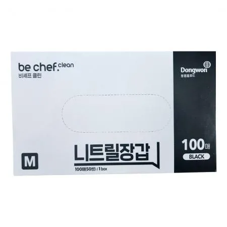 동원 비셰프 클린 니트릴장갑 블랙 M 100매 식품용 위생장갑 검정