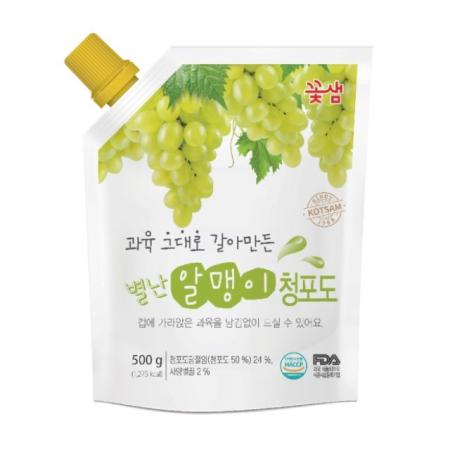 꽃샘 별난알맹이 청포도 500g 카페 스무디 주스 에이드 드레싱 액상차 상큼 신선 과육 씹히는 맛 일품