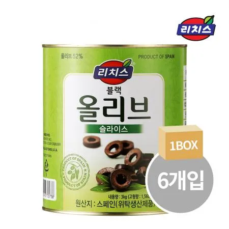 동서 리치스 블랙 올리브 슬라이스 박스제품 (3kg x 6개) 대용량 가용비