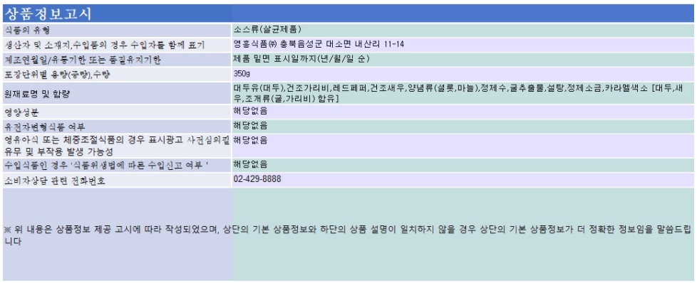 상품정보제공고시