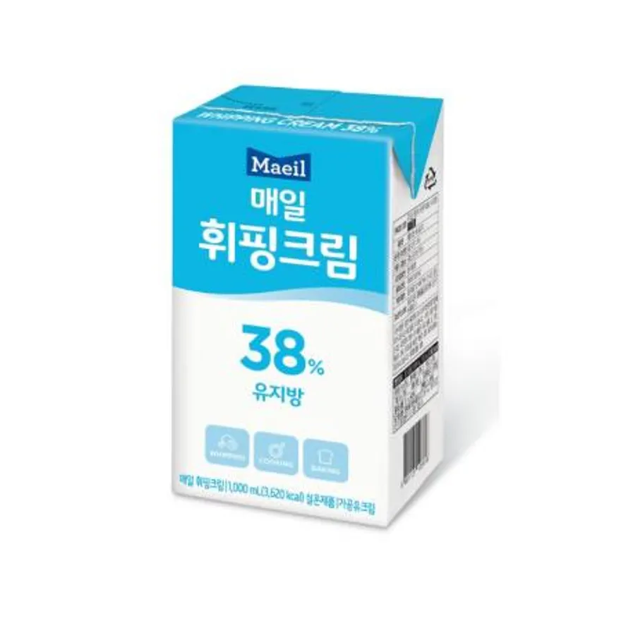 매일휘핑크림38%(1L,동물성,1KG/EA) - 오후2시전주문 ***당일발송*** 아이스박스무료 이미지
