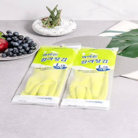 마미손 칼라고무장갑 대 L 그린 5켤레 이미지