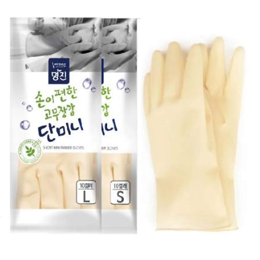 명진 단미니 고무장갑 1봉10입 대 미색 이미지