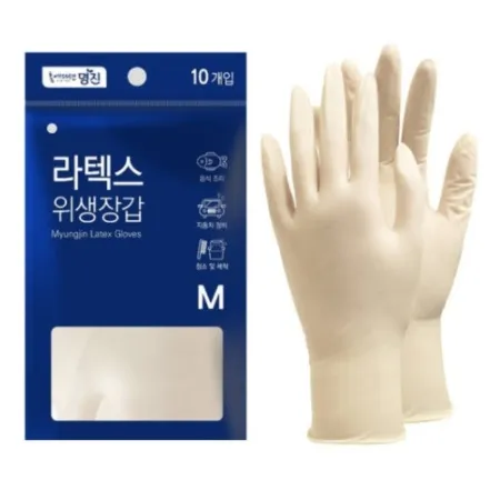 명진 다용도 라텍스 위생장갑 중 M 10매입 이미지