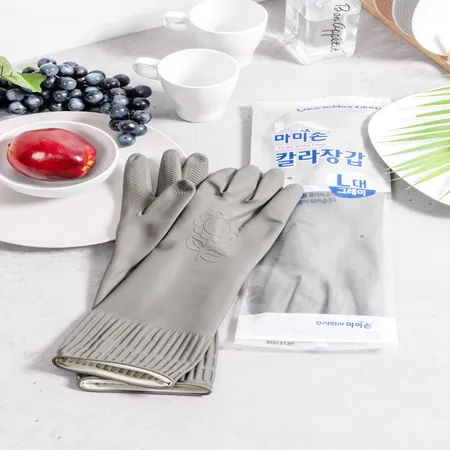 마미손 칼라고무장갑 대 L 그레이 5켤레