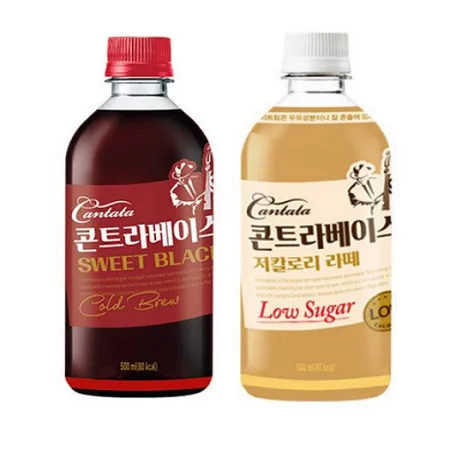 칸타타콘트라베이스 저칼로리 라떼 펫500ml 12입+칸타타콘트라베이스스위트블랙 펫500ml 12입