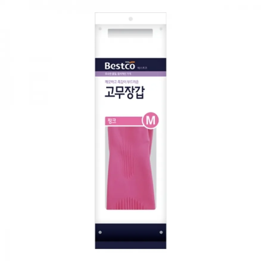 베스트코 고무장갑 핑크 M 이미지