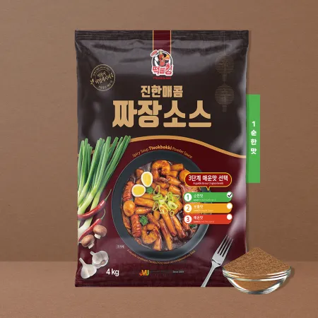 진한 짜장 떡볶이 업소용 1단계 순한맛 (진라면 맵기) 4kg 60~70인분용