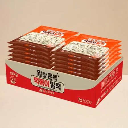 말랑쫀득 떡볶이 밀떡 실온 보관 업소용 15kg 이미지