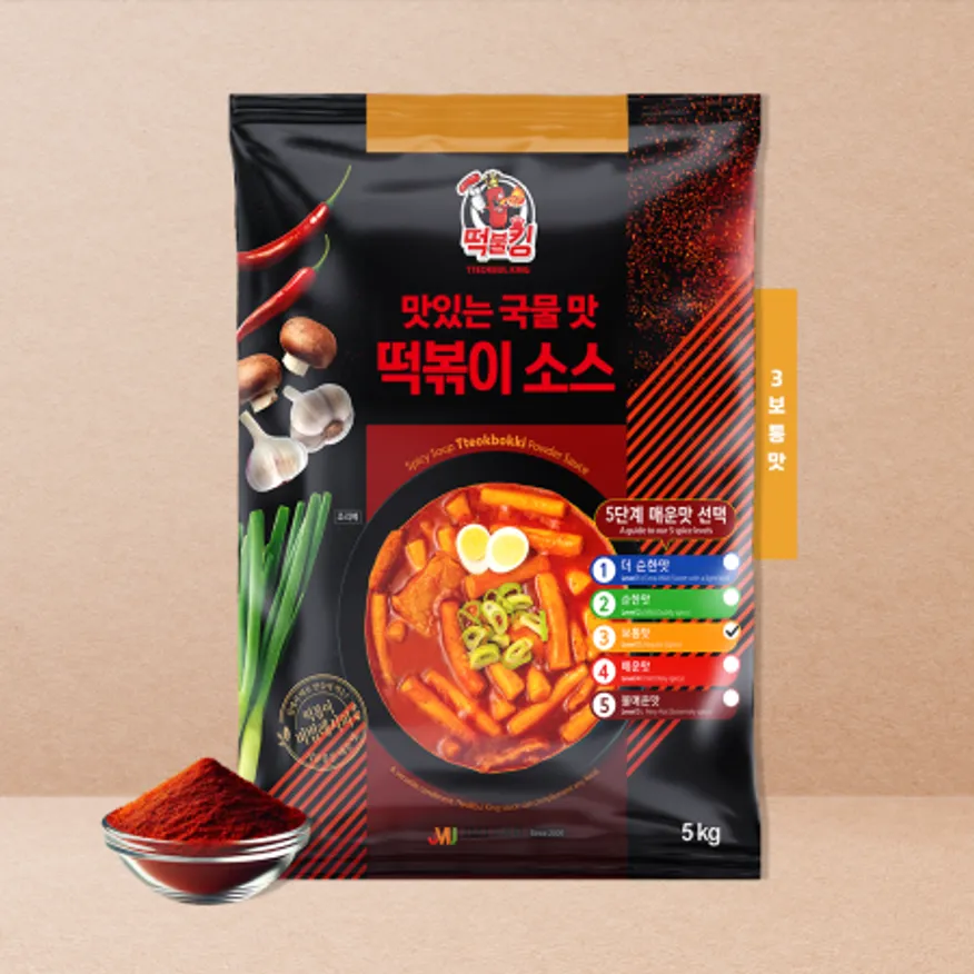 국물 떡볶이 & 라볶이 소스 업소용 3단계 보통맛(얼얼 매운맛)5kg 100~120인분용 이미지