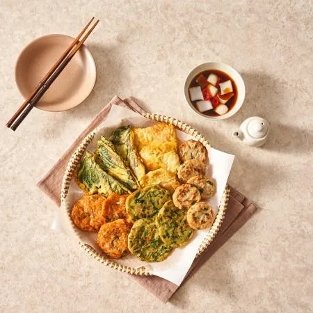 쿡생 스페셜 모듬전 350g 업소용 분식 튀김 안주 냉동전 부침개 김치전 깻잎전 고기완자 동태전 부추전