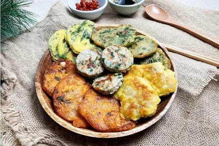 쿡생 스페셜 모듬전 350g 업소용 분식 튀김 안주 냉동전 부침개 김치전 깻잎전 고기완자 동태전 부추전 이미지