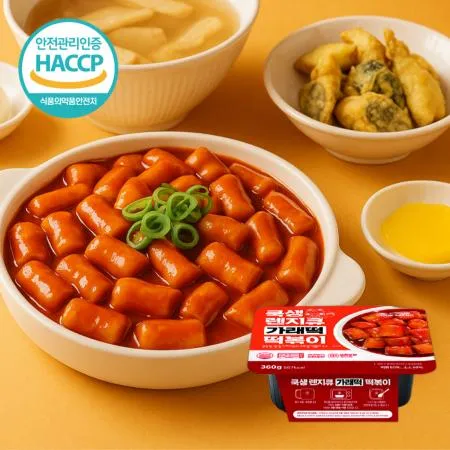 쿡생 렌지큐 간편한 전자레인지용 가래떡 떡볶이 360gx3개 캠핑요리 혼술 간편간식 프랜차이즈떡볶이 분식