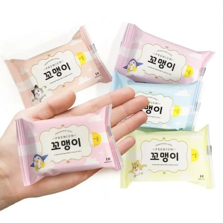 작은 유아용 어린이물휴지 꼬맹이 물티슈 10매입x40팩 휴대용 미니물티슈 이미지