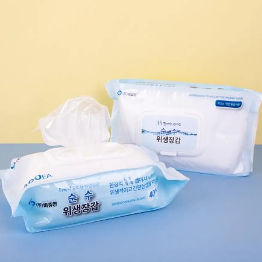 비츄인 순수 뽑아쓰는 캡형 위생장갑 400매 E010 이미지