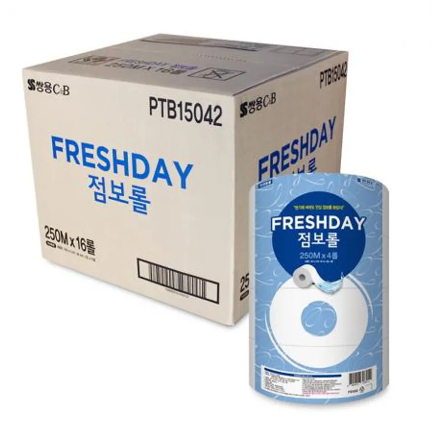 쌍용 후레시데이 점보롤 250m x 16롤 화장실 롤휴지 대용량 이미지