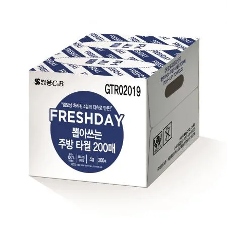 비츄인 쌍용 후레시데이 뽑아쓰는 주방타올 200매 K030