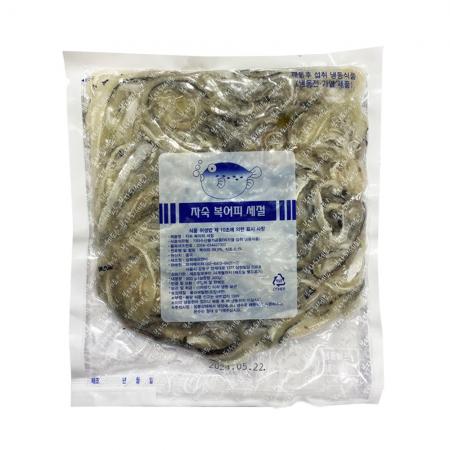 냉동 복어피 세절 500g 자숙 복어껍칠채