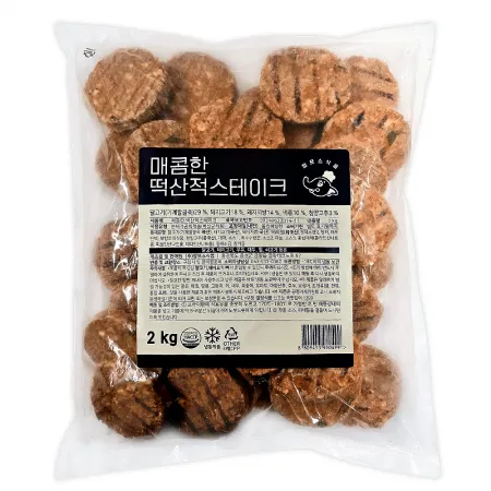맘모스 매콤 떡산적 스테이크 2kg 떡갈비 너비아니 소고기 패티 함박 버거