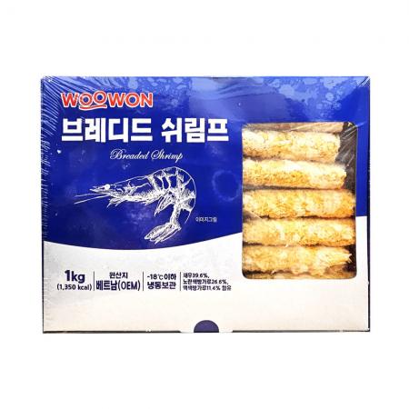 우원 왕새우튀김 1kg (20g*50입) 냉동 빵가루 새우튀김