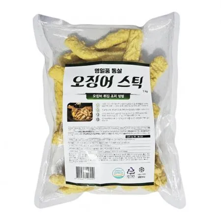 명일품 오징어 스틱 튀김 1kg 통살  냉동