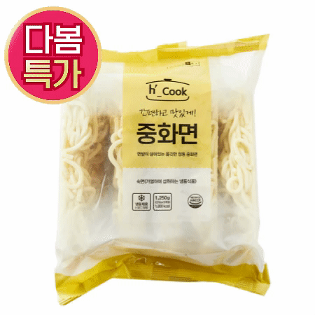 ★초특가★  H-COOK  중화면 1.25kg(250g*5EA) 냉동