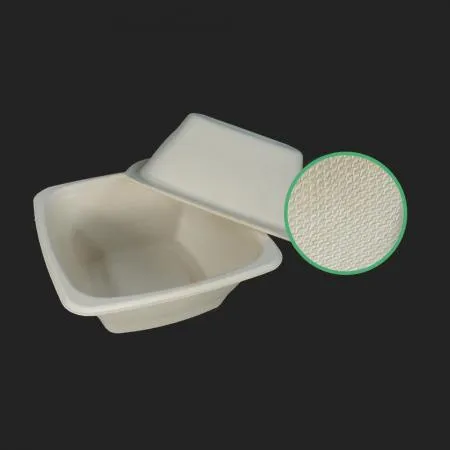 정사각 펄프용기 32온스 (PET리드 뚜껑 포함) 300개입 이미지