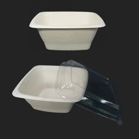 정사각 펄프용기 32온스 (PET리드 뚜껑 포함) 300개입 이미지