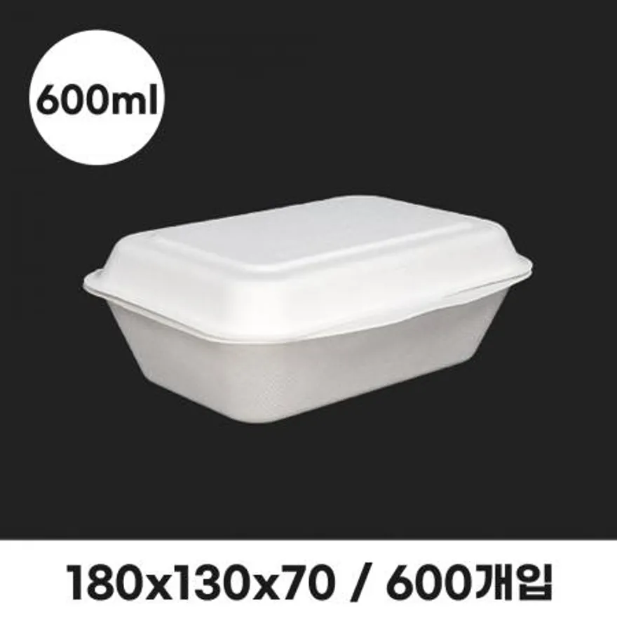 친환경 펄프 용기 샐러드 베이커리 도시락 600ml 화이트 600개 이미지